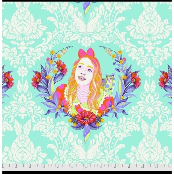 TULA PINK CURIOUSER & CURIOUSER ALICE IN WONDERLAND FABRIC 1 YARD - Picture 1 of 1